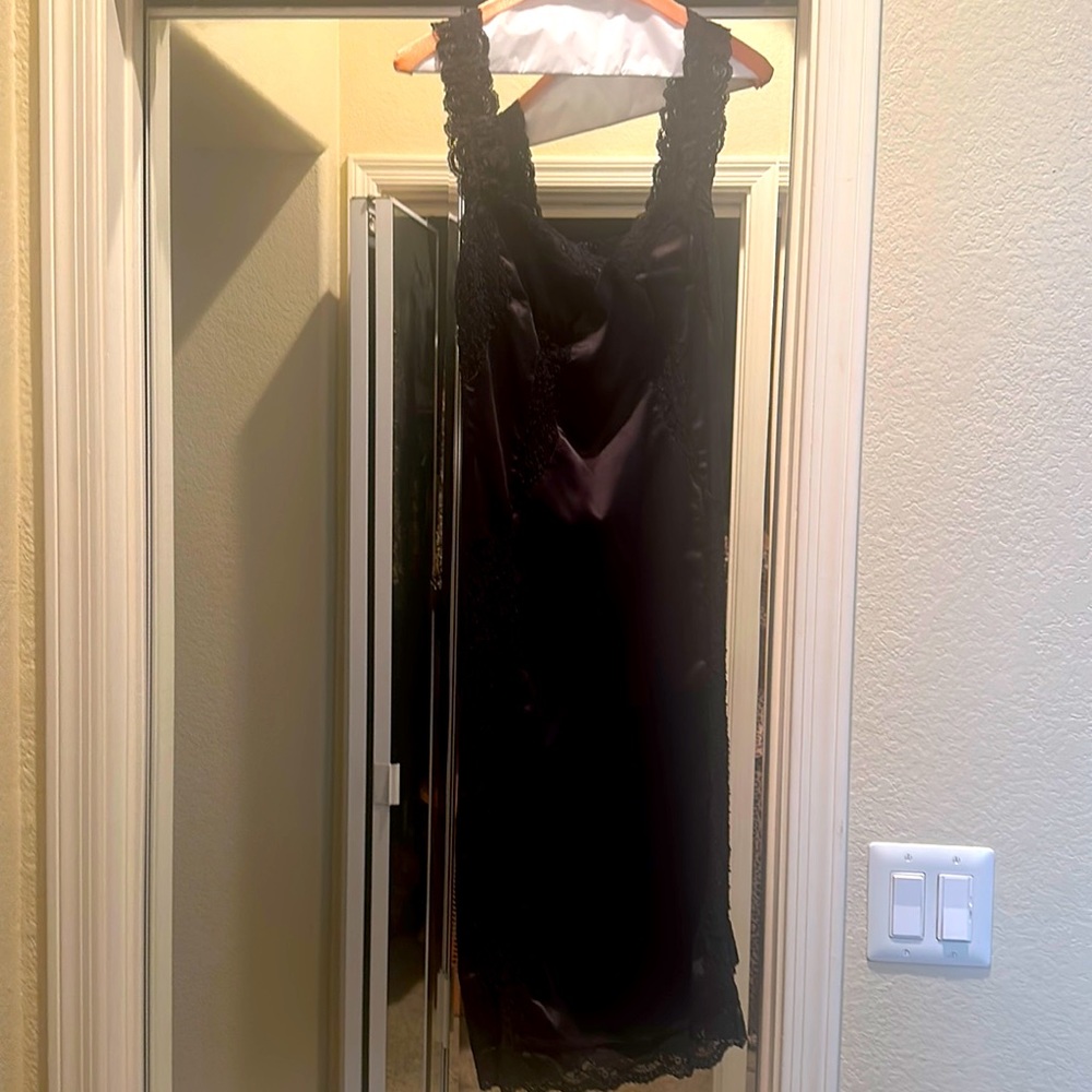 Black satin and lace dress